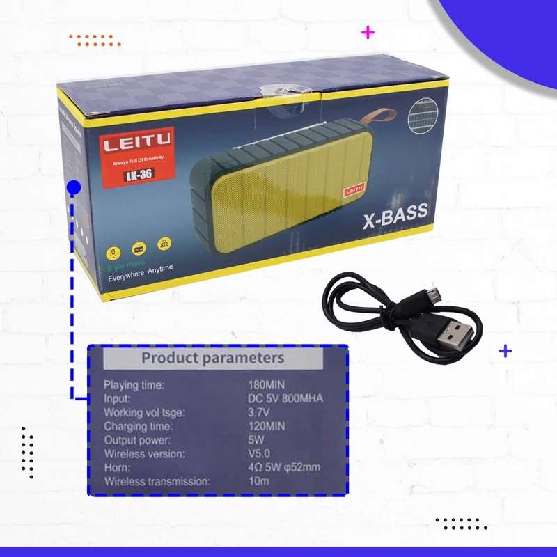 اسپیکر بلوتوثی قابل حمل لیتو مدل LK-36 مشکی گارانتی 12 ماهه لیتو